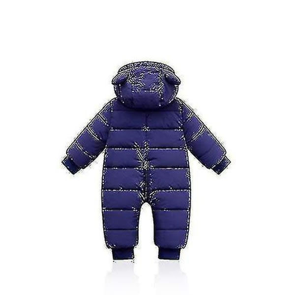 Baby Vinter Jumpsuit med Huva, Romper Snowsuit Pojkar Flickor Långärmad Jumpsuit Varma Outfits Present (marinblå, 66cm) Navy blue 66cm
