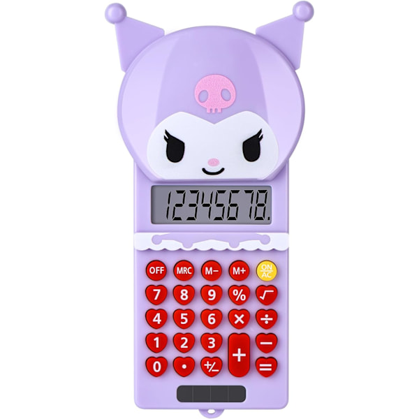 Cute Calculator,5.9 * 2.6in,Powered by Batteries(Included) 8 Digit with LCD Display,Kids Calculator,Calculator for School,Mini Calculator,(Purple)