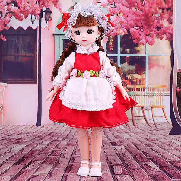 1/6 30CM BJD Dockdocka Flicka DIY Klä Upp Prinsessa Leksak 3D Simuleringsögon Makeup 21 Rörliga Leder Dockor och Kläder Set Blue set Doll and clothes