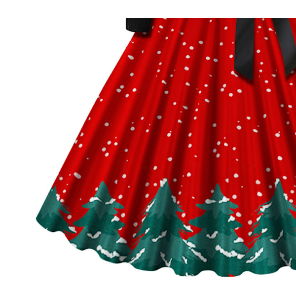Naisten joulu V-kaula-aukkoinen mekko Vintage-printti Pitkä tyyli 5 Style5 XXL