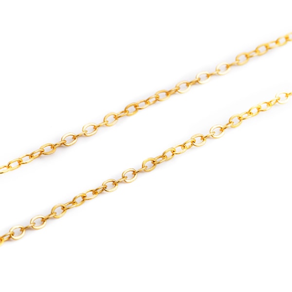 18K äkta guld O-formad smyckeskedja DIY smyckestillverkning örhängen svanskedja halsband handgjort material 1,5 mm-2 m