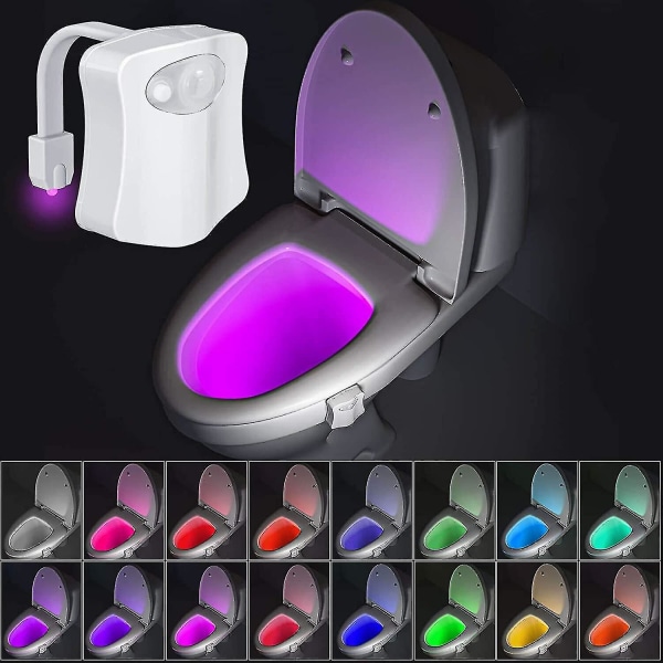 16 färger Nattlampa - Toalett Nattlampa, automatisk rörelsesensorlampa för badrumstvätt, glödskål Nattlampa Passar alla toaletter (flerfärgad