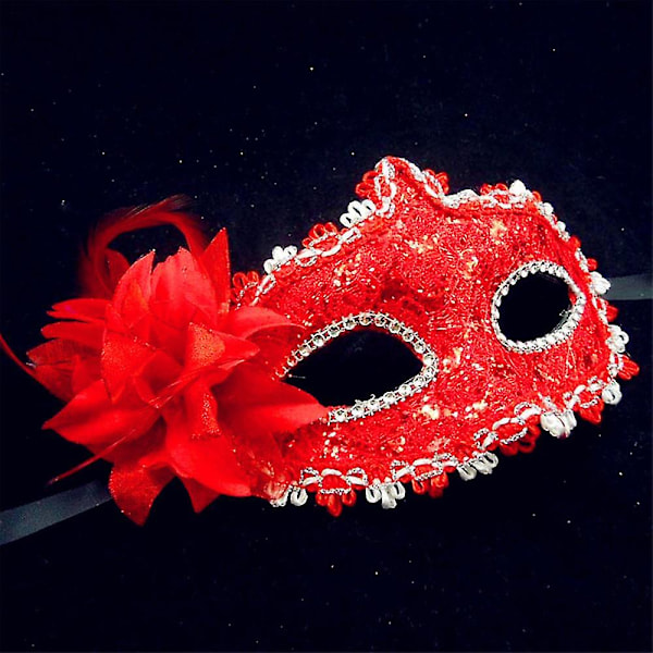 Maskerademaske for kvinner Jul Kvinner Blomst Halv Ansiktsmaske Øyemaske Cosplay Spetsmaske