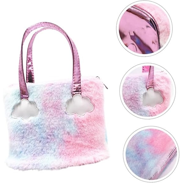1 stk Håndveske Unicorn Tote Vesker Skulder Tote Veske Kunstig Pels Pung Clutch Veske Fluffy