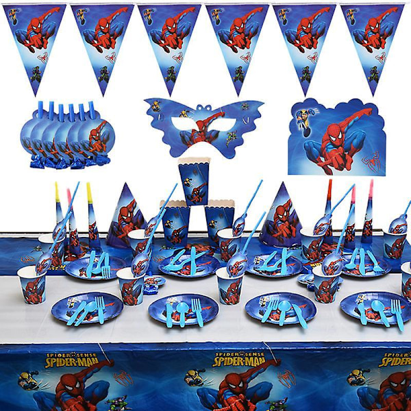 16 stk/sett Spider-man bursdagsfest papirplate papirkopper Spider-man festbordsutstyrsett