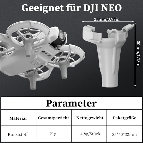 Landningsställ för DJI Neo Tillbehör - 10mm Landningsställ Förlängning, Lättvikts Landningsbenset med Snabbkoppling, DJI Neo Drönartillbehör