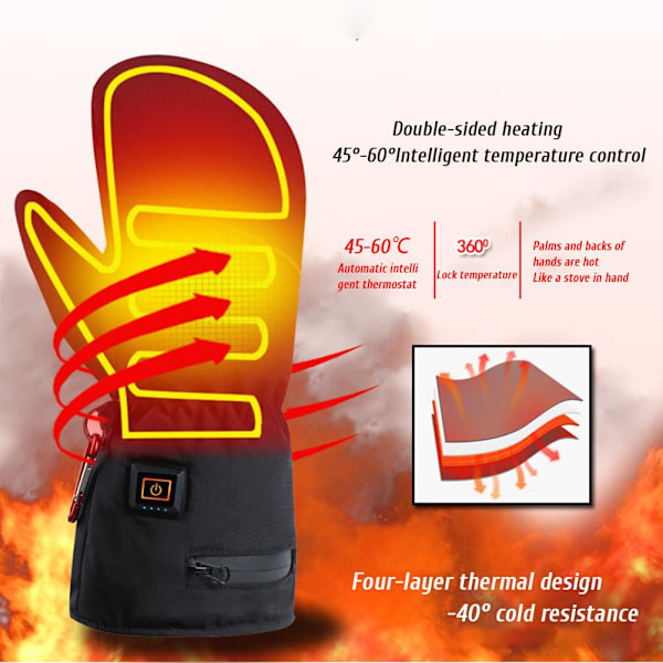 Opvarmede Vanter til Kvinder Genopladelige Opvarmede Handsker Touch Screen Anti-Slip Fleeceforet Vanter Vintervarme Vanter til Cykling Ski C