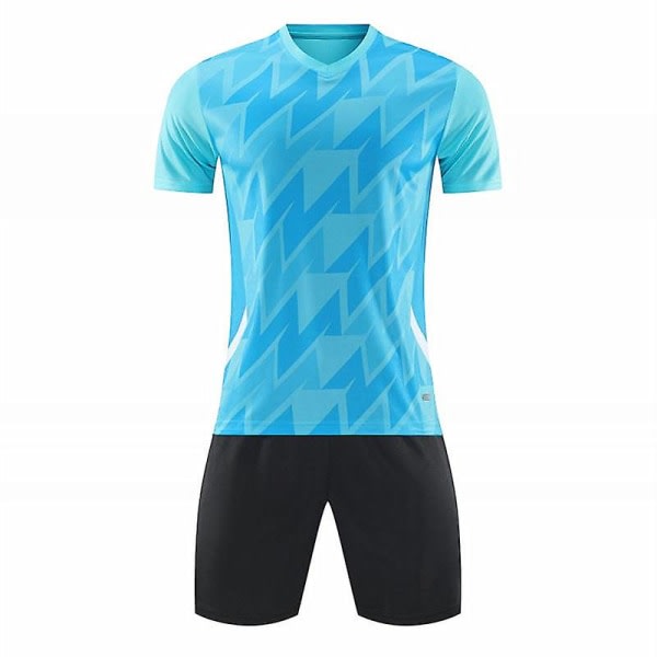 Nytt mode fotbollströjor set för vuxna och barn fotboll T-shirt och shorts Pojkar Futbol träningsdräkter Löpsportkläder 2XL Light Blue(77682)