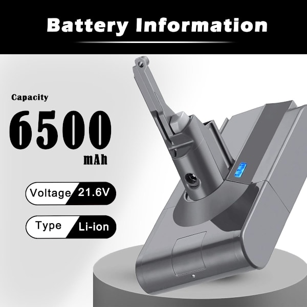 21,6 V 6500 mAh akun vaihto Dyson V8:lle