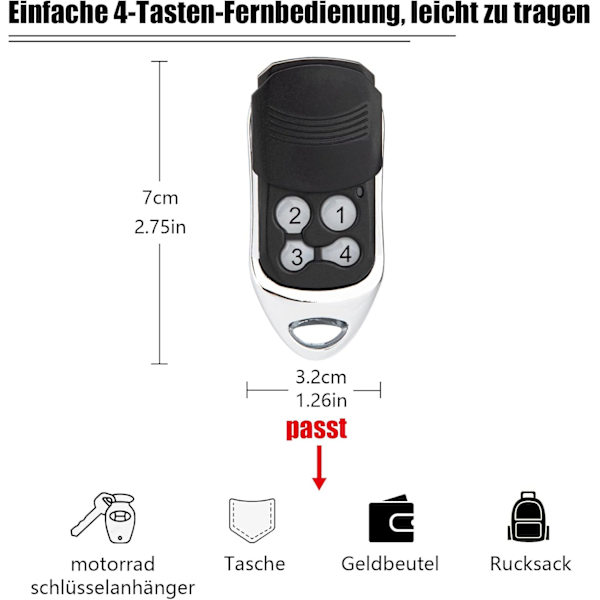 Crawford EA433 2KS/4KS käsiohjain - 2 kpl - 433.92MHz Scroll Code -kaukosäädin