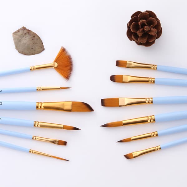 12-delt nylonbørste kombinationsbørste, matblå