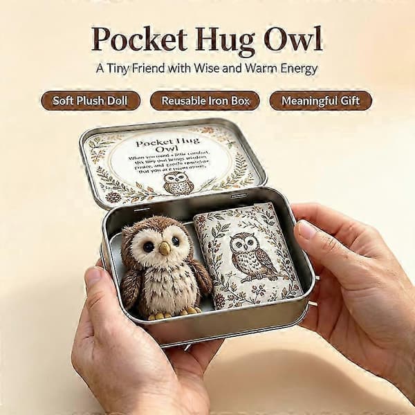 PocketSized Hug gosedjur i minnesburk, söt mini-mjukisdjur i metallask, uppmuntrande present, reseformat E