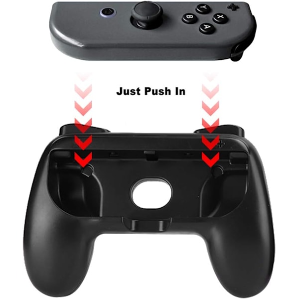 fasient1 Grepp för N-Switch, Ergonomiskt Hållbart Grepp Kit Gamepad Controller Cover Passar för N-Switch JoyCon (Svart)