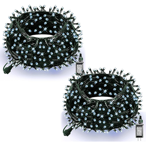 Ljusremsa med 200 LED-lampor, 20 meter lång, för julbelysning Vit White 400 LEDs