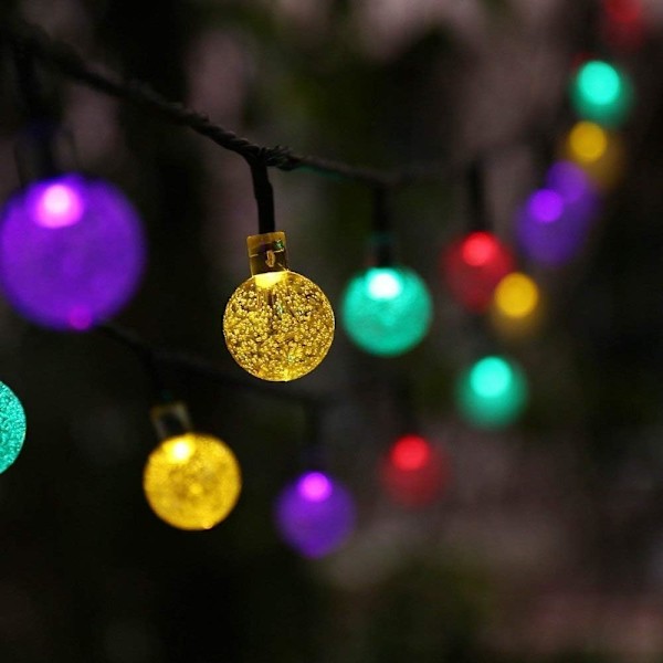 Aurinkovalot ulkokäyttöön puutarhaan, 7,3 m 50 LED-puutarha-aurinkovalot vedenpitävät kristallipallo-keijuvalot ulkokäyttöön jouluvalot puutarhaan, huvimajaan Colorful