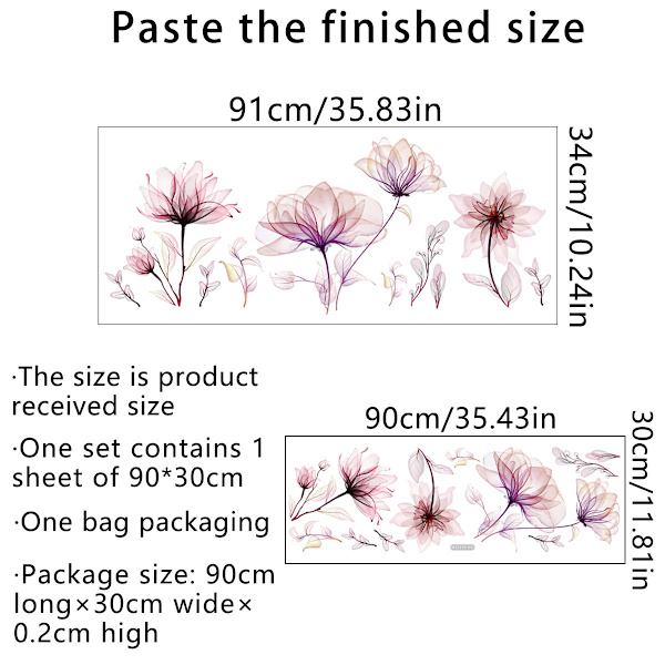 Stora blommväggdekaler rosa blommor blomväggdekaler sovrum