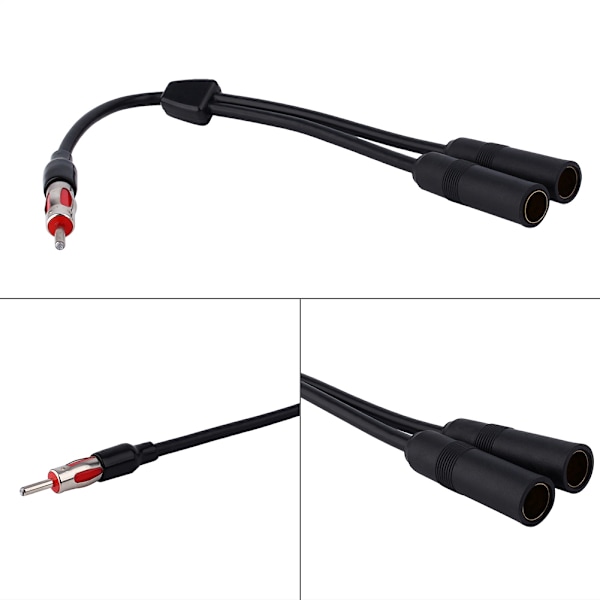Bil Auto Radio Antenne Stereo 2 Hunn til 1 Hann Splitter Skjøteledning Kabel