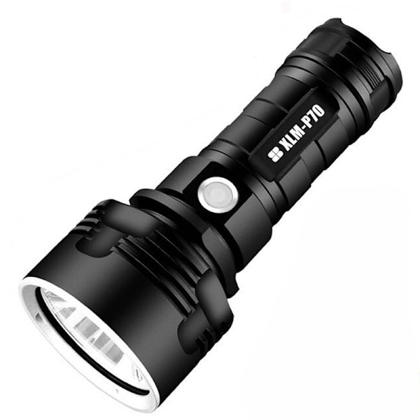 30000-100000 lumens strong LED waterproof flashlight, powerful XLM-P70 50W flashlight with 3 modes (Single battery, 25W-L2) [Energy Class A