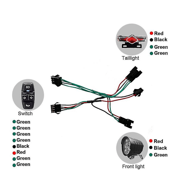 Cykel Forlygte og Ebike Baglygte Sæt Input 36v 48v 52v 60v Med Dk336 Lys Horn Drejekontakt E-cykel Lys