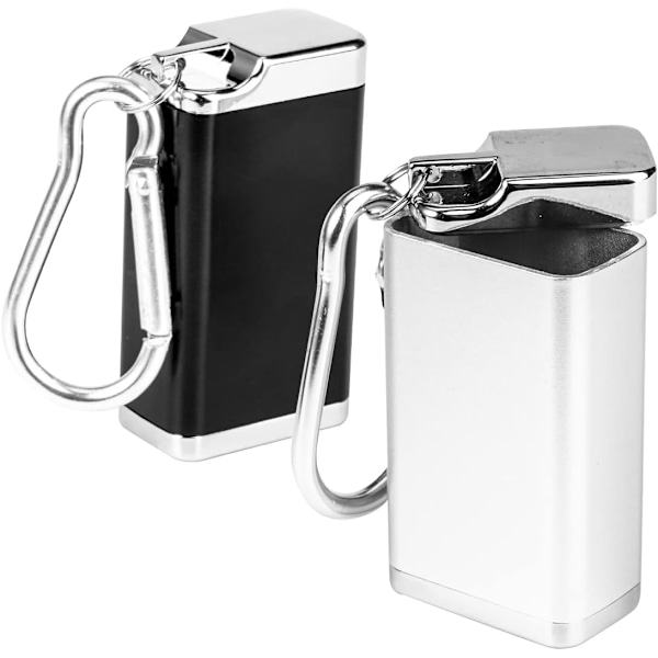 2 fickaskkoppar, miniaskkopp med nyckelring och lock, aluminium
