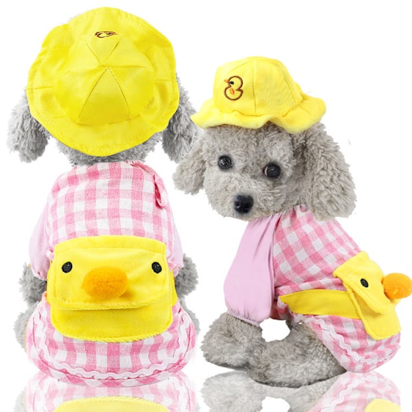 Husdyrkles Cyberkändis Liten Gul And Dagis Tegneserie Ryggsekk Rosa Rutete And Gul Hettelue Pink plaid duck yellow hooded xl