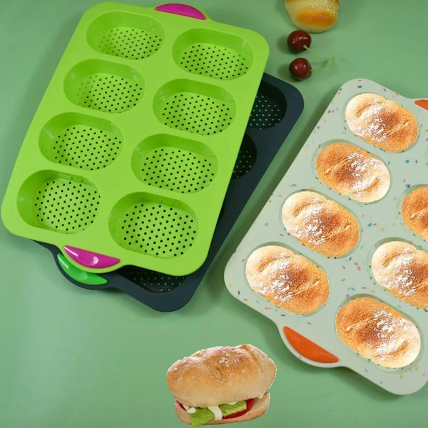 Mini baguette bageform, non-stick pande med huller, brødbageform, perfekt til bagning af baguettes