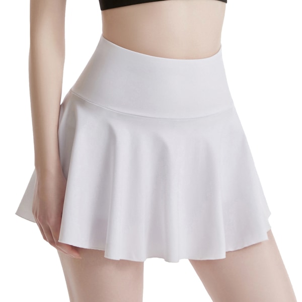 Anti-eksponerings yoga shorts, dame shorts, sidelommer med mobiltelefonlomme, høy midje, yoga fitness, treningsbukser, underdeler, hvit (XL) Size 2XL