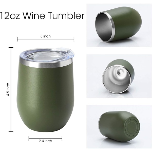 12oz Viinilasit Kannilla, Varsillisia, Kaksoisseinäiset Tyhjiömatkamukit