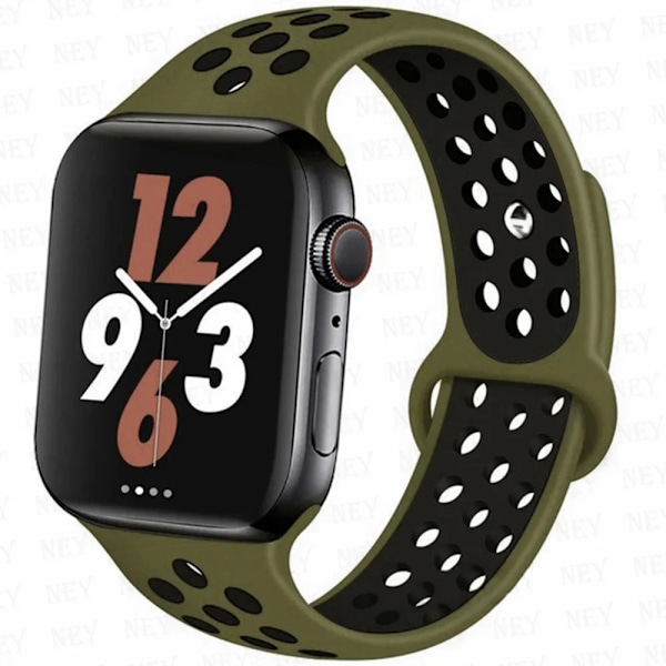 Sportrem til Apple Watch Band 45 mm 49 mm 44 mm 40 mm 41 mm 42 mm Silikonarmbånd correa iWatch Ultra 2 Series 9 8 SE 7 6 5 4 3 Olive flak black 26 Olive flak black 26 SM