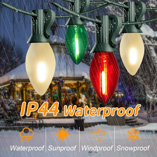 Pallerina C7 LED Julbelysning 7,6 m Flerfärgad Julbelysning Clear Red,White,Green