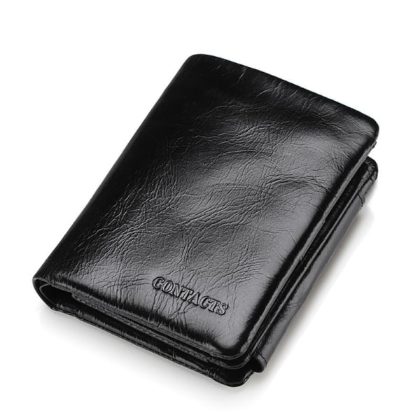 Leather wallet for men, slim wallet with coin compartment & RFID protection Black