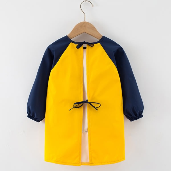Vattentät målningsförkläde för barnjacka långärmad, gul