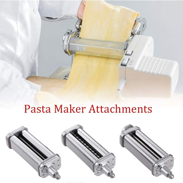 3-i-1 set tillbehör till pastamaskiner, 3-delad pastarulle och skärverktyg  för ställblandare, tillbehör till pastamaskiner i rostfritt stål 4160 |  Fyndiq