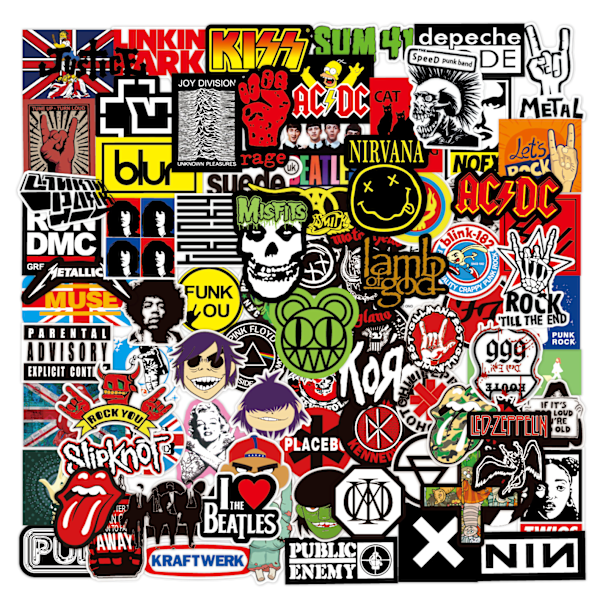 200 band stickers, rock and roll music stickers, punk rock