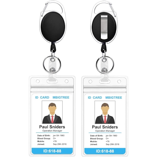 2-pack of vertical ID card holders in clear acrylic - vertical section