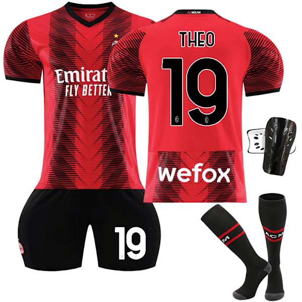 23-24 AC Milan Hemmaställ Barn Fotbollskit #19 Träningsdräkt Kids 28(150-160CM)