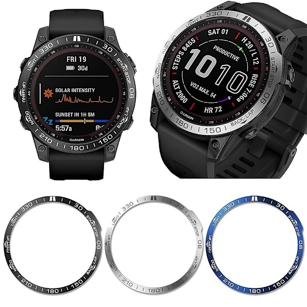 Garmin Fenix 7X metallskive, ripebestandig ring Sølv Silver Garmin Fenix 7X