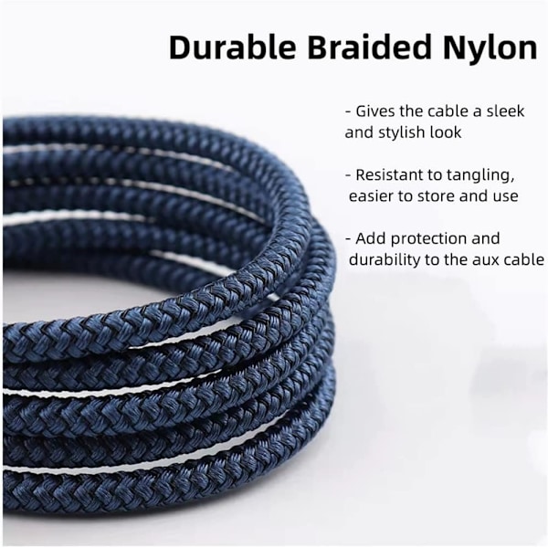 Flettet nylon USB C & Lightning til 3,5 mm jack lydadapter Aux-kabel
