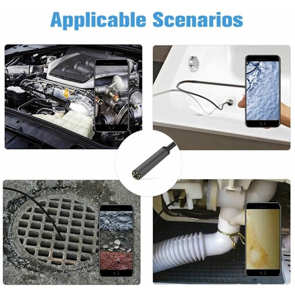 5,5 mm fleksibel ledning 1 m Android-mobiltelefon leveres med industrielt endoskop til kamera