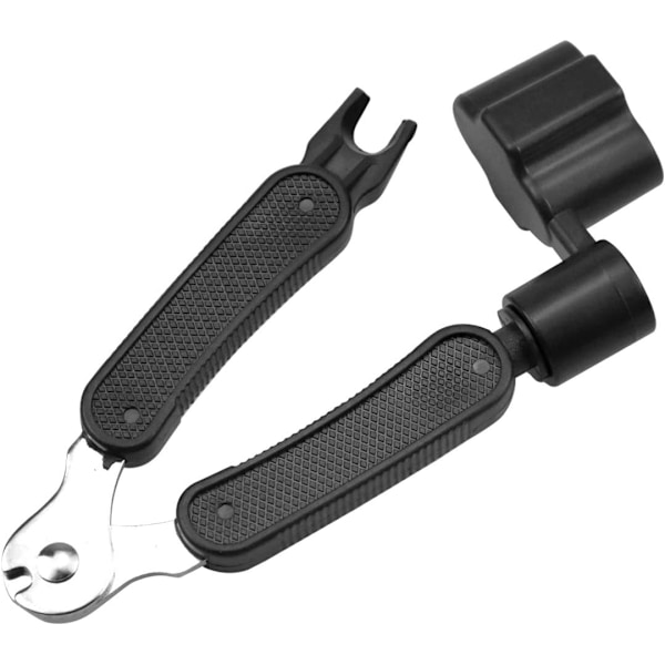Gitarstrengviklerverktøy 3-i-1 Multifunksjonelt Gitarverktøy Strengkutter Gitarstrengstiftfjerner Gitarbrostiftfjerner (Svart)[GKS]