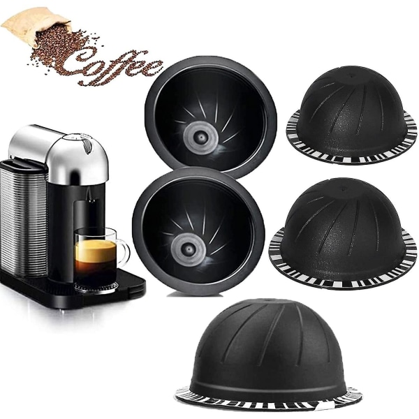 5 st återanvändbara Vertuo Pods påfyllbara kaffekapslar (bruna 150 ml, 5) (storlek: 230 ml)