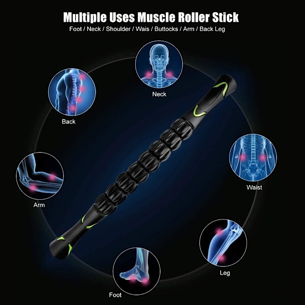 Massage Rulle Muskelrulle Stick - Ultrabærbar Massage Apparat Dyb Massage Rulle til Udløsningspunkter - Lindrer Ømme Muskler - Fysioterapi