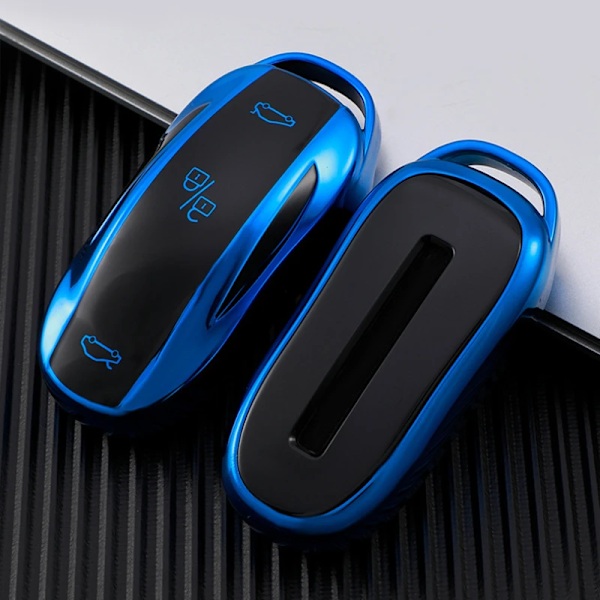 TPU etui til Tesla Model 3 Model X Model S Model Y Taske Cover Nøglebeskytter blu[GKS] blue for model x