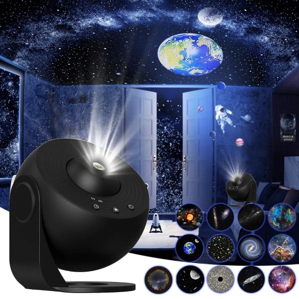 Star Projector, Galaxy Night Light- Hd 4k Focusing Projector Lamp - Galaxy Projector Light with 13 Interchangeable Slides for Kids, Adults Black