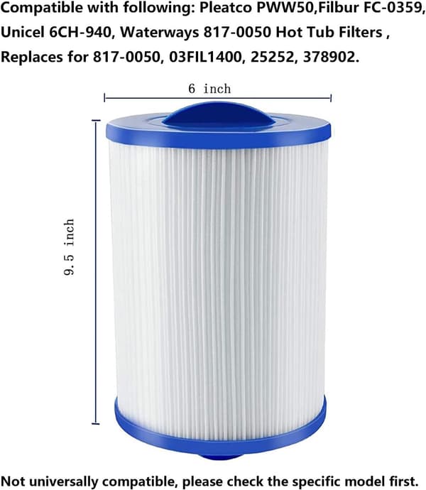 2-pak patroner til Jacuzzi-filter, til spabad, Unicel 6CH-940/PWW50P3
