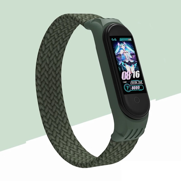 Nylon flettet klokke for Xiaomi Mi Band 4 3 Rem Solo Loop NFC Klokkearmbånd Damer Smart Band Gavebelte Correa Mi Band 7 6 5 Gree Gree Green Mi Band 7 6 5 4 3