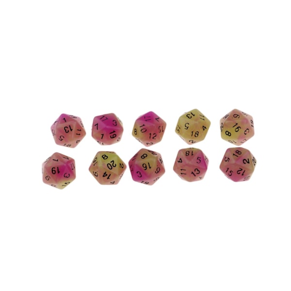 1/2/5 10 kpl valaisevia monisivuisia noppia Noctilucent D20 -setti Violetti+Vihreä 10 kpl[GKS] Purple+Green 10 Pcs 1Set