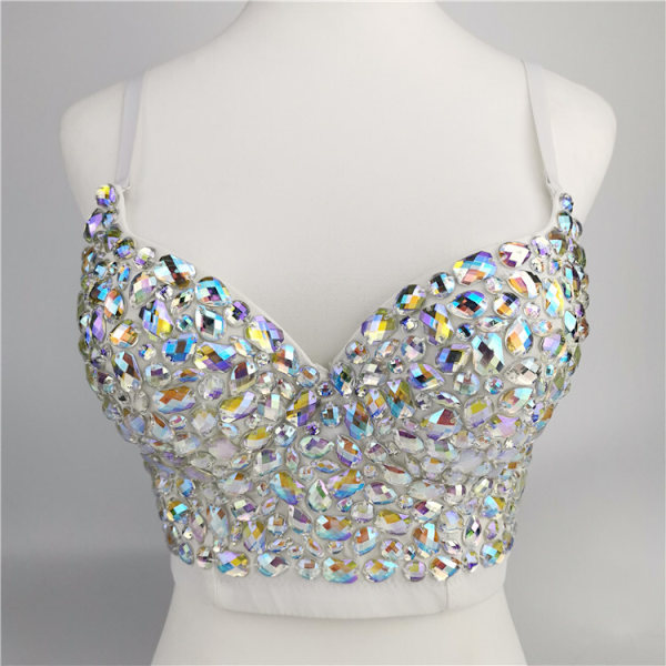 Glittrande Topp för Kvinnor, Dans-Crop Top med Pärlor XL