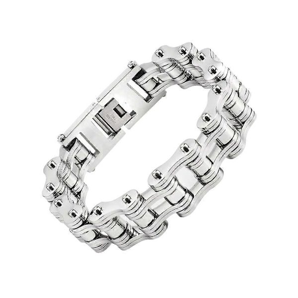 16mm Armband i titan stål för motorcykel, herr dam punk personlighet rostfritt silverfärg motorcykelkedjor armband db Silver 16mm Silver 16mm 19cm