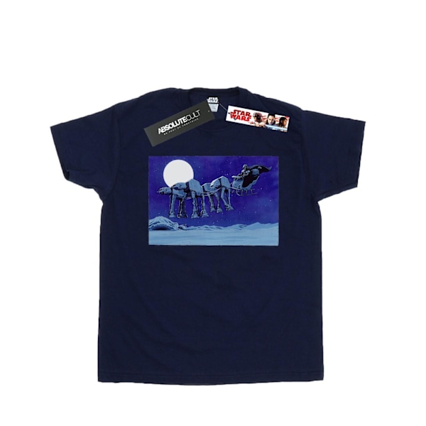 Star Wars Jul AT-AT Släde T-shirt 3XL Marinblå Navy Blue 3XL